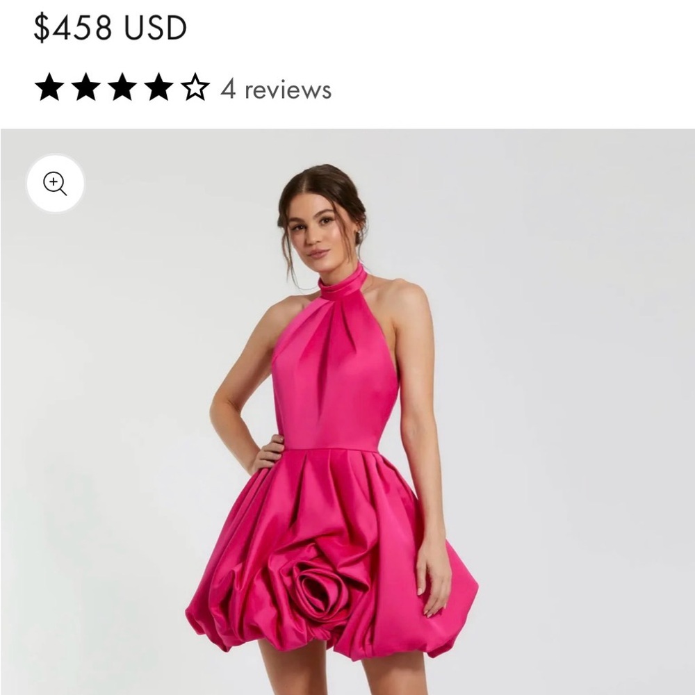 Mac Duggal Hot Pink Halter Bubble Mini Dress